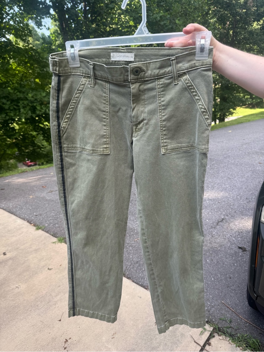 Lucky Brand Olive Green Casual Pants with Branded Waist Label